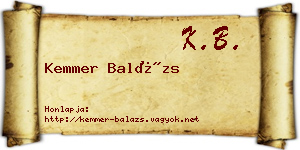 Kemmer Balázs névjegykártya